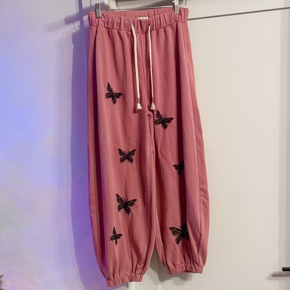POL cotton embroidered Butterfly Pink Wide-Leg Pants SIZE SMALL - Picture 5 of 17